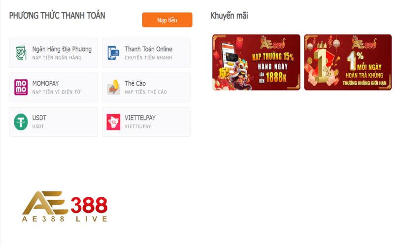Hướng dẫn về cách nạp tiền AE388 dành cho mọi bet thủ