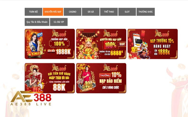 Khuyến mãi nhận được khi nạp tiền AE388
