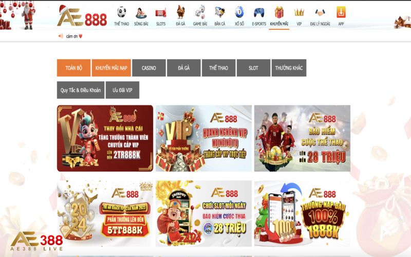 Kho tàng khuyến mãi AE388 cực khủng 