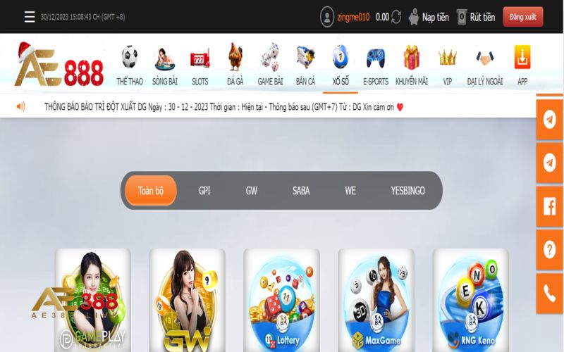 Một số sảnh chơi xổ số AE388 nổi tiếng